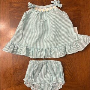 NWT-Starting Out Blue Striped Dress With Diaper Cover